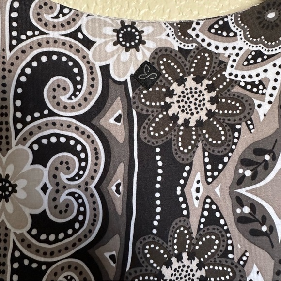 prAna Gray Paisley Floral Twist Front Summer Sheath Faux Wrap Sleeveless Dress - Picture 7 of 9